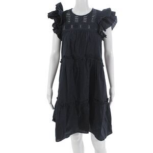 Sea New York Women A-Line Shift Dress Dark Blue Cotton Knee Length Size 2